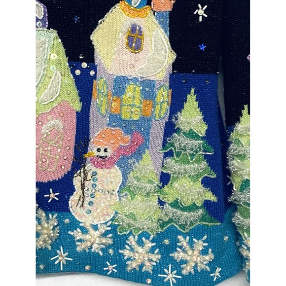 Design Options Sweater Philip Jane Gordon Cardigan Black w Winter Scene XL - Picture 5 of 14